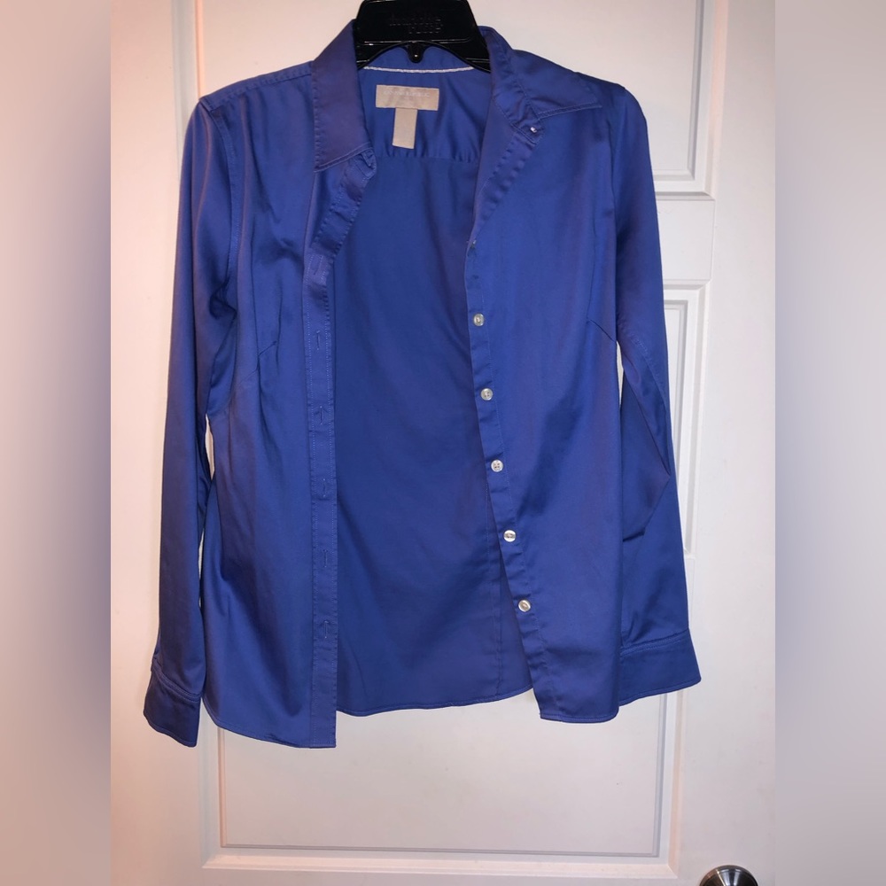 Blue button up blouse